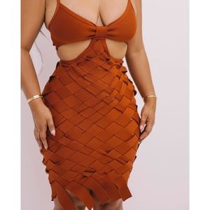 Orange midi dress